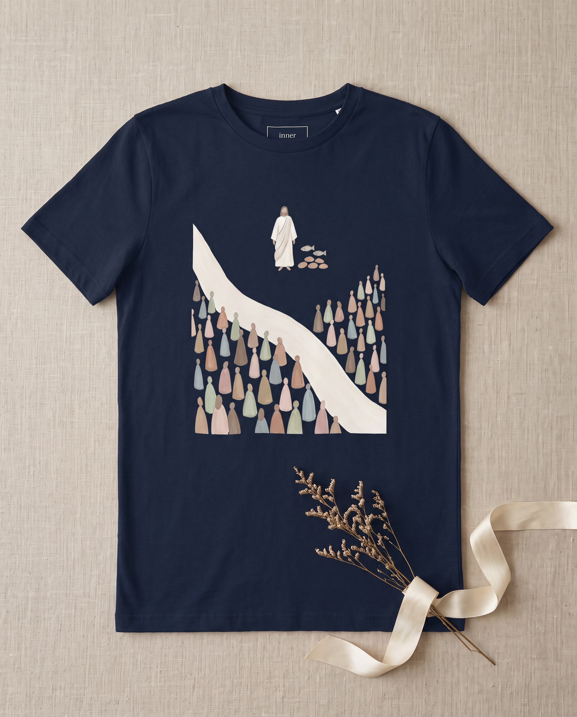 Walk With Him Tee - French Navy