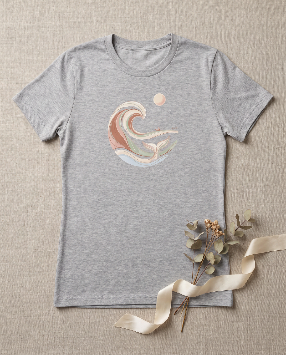 Moonlit Waves Tee - Heather Grey