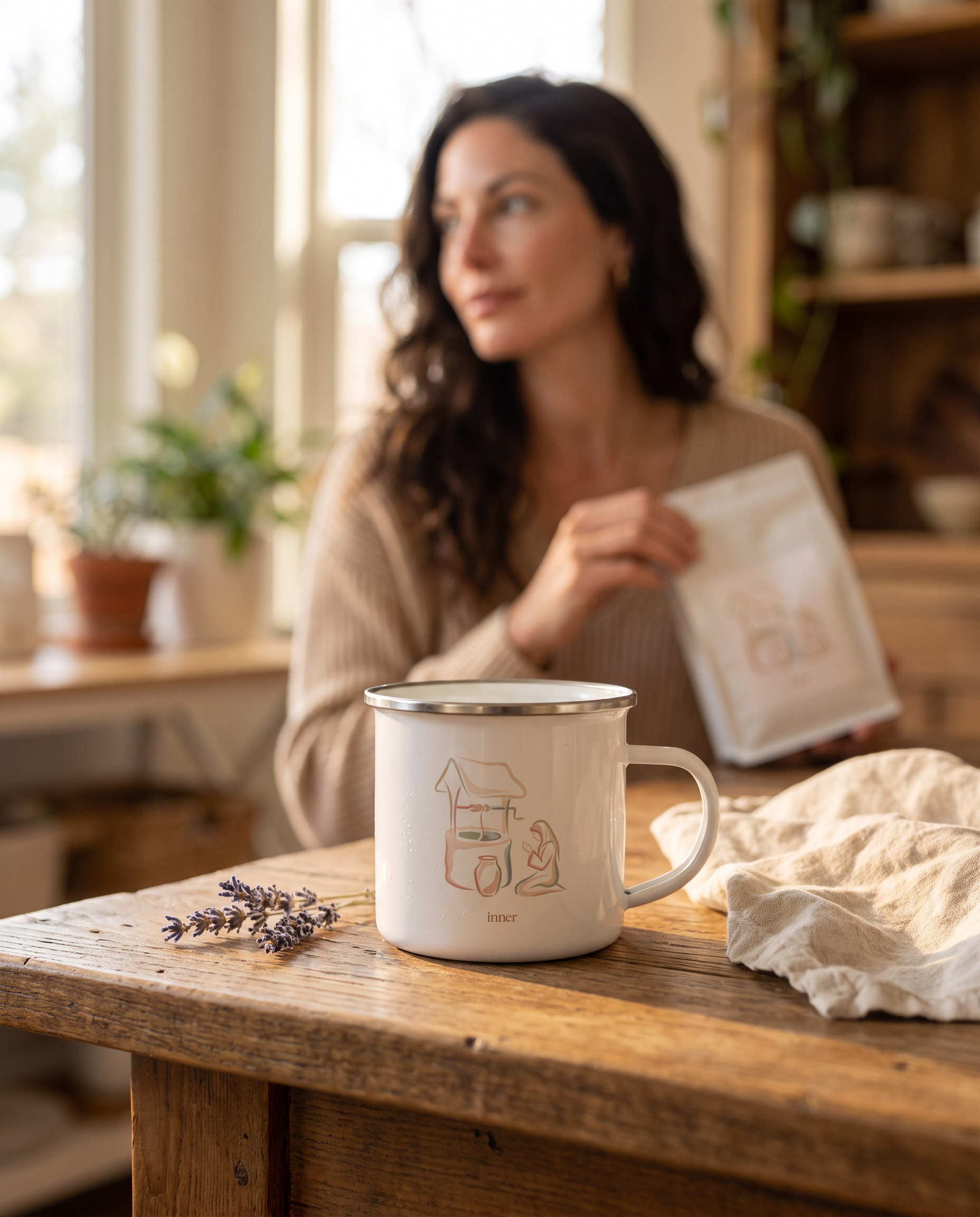 Enamel Mug copy — styled lifestyle shot
