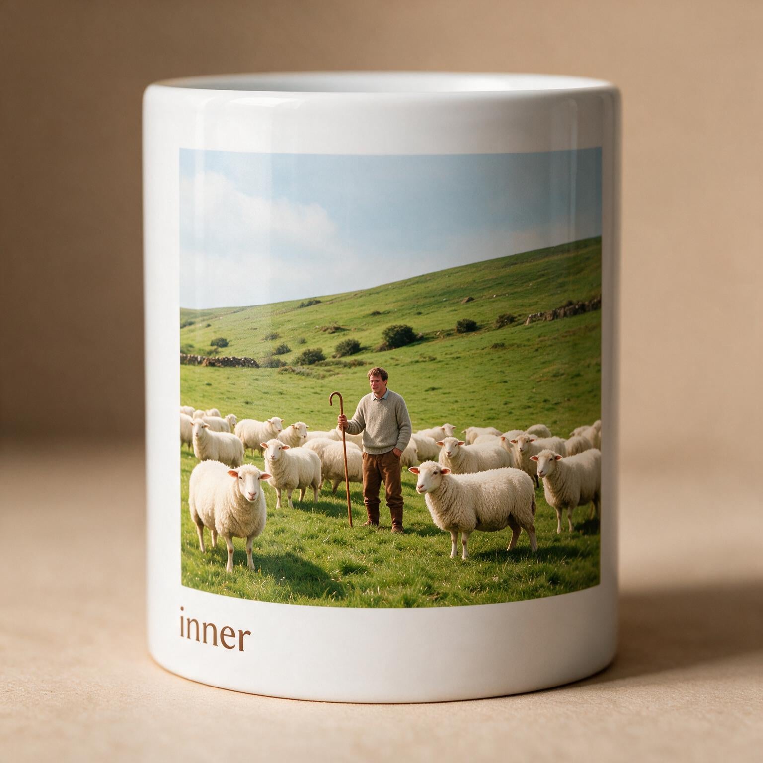 Gathered Flock Mug — close-up detail