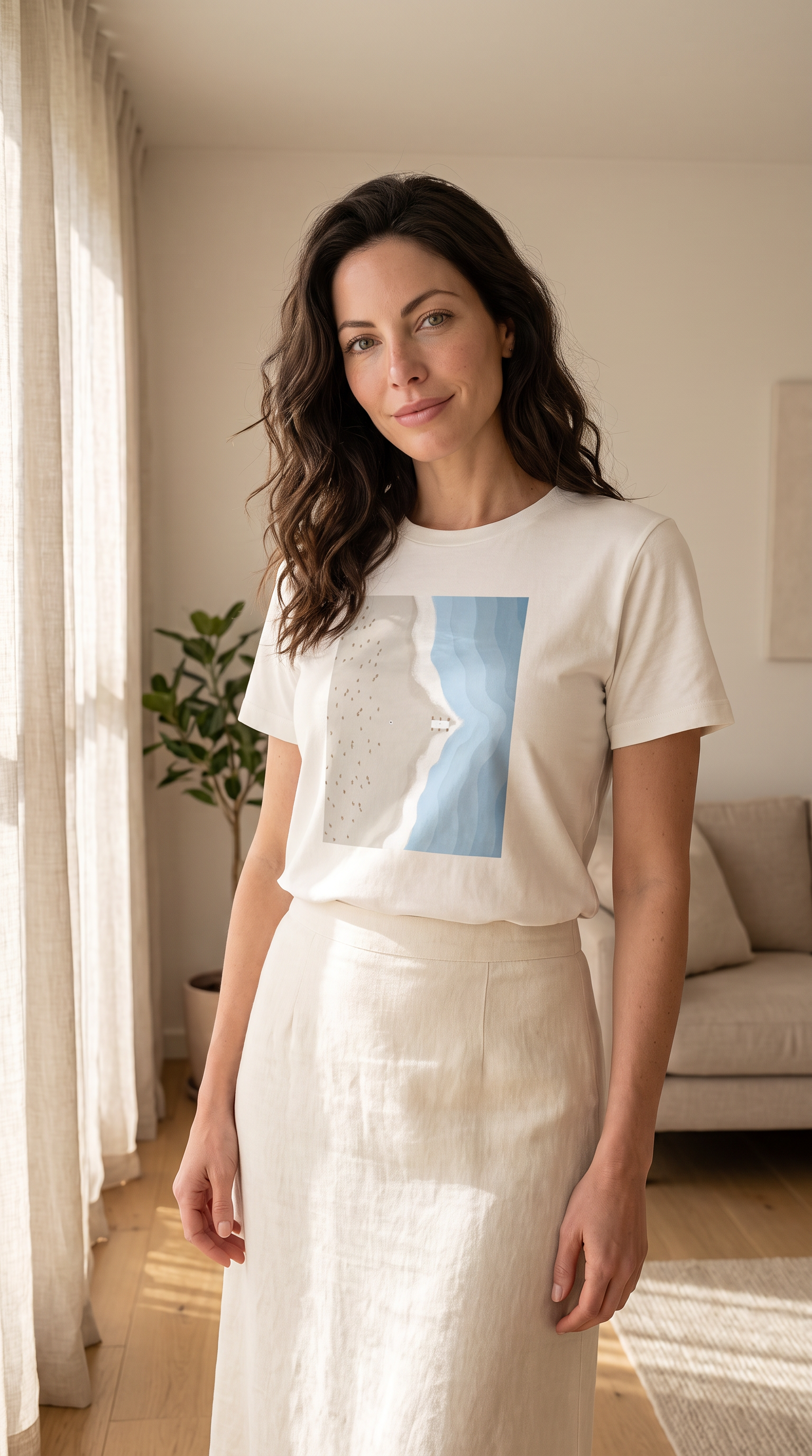 Christine wearing Opening the Sea Tee